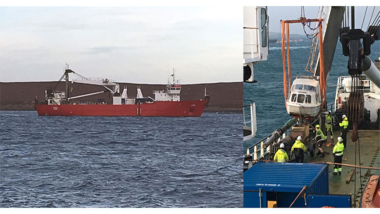 Two survey vessels conducting a multi-beam survey of the Scapa Flow