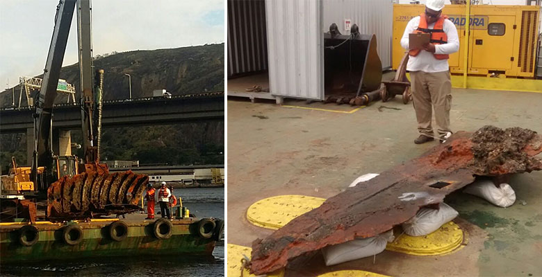 Archaeological cataloguing and listing shipwreck pieces on shore