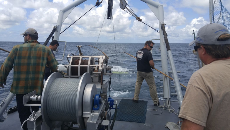 ScanFish ROTV towed below water surface behind City of San Diego's monitoring vessel