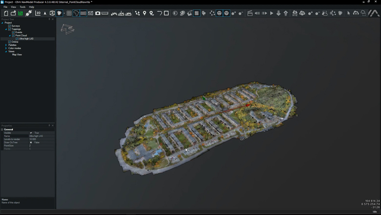 A colour point cloud from an airborne LiDAR scan in NaviModel