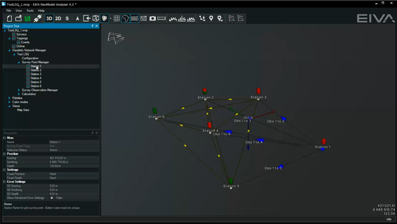 LBL network consisting of 6 stations in NaviModel