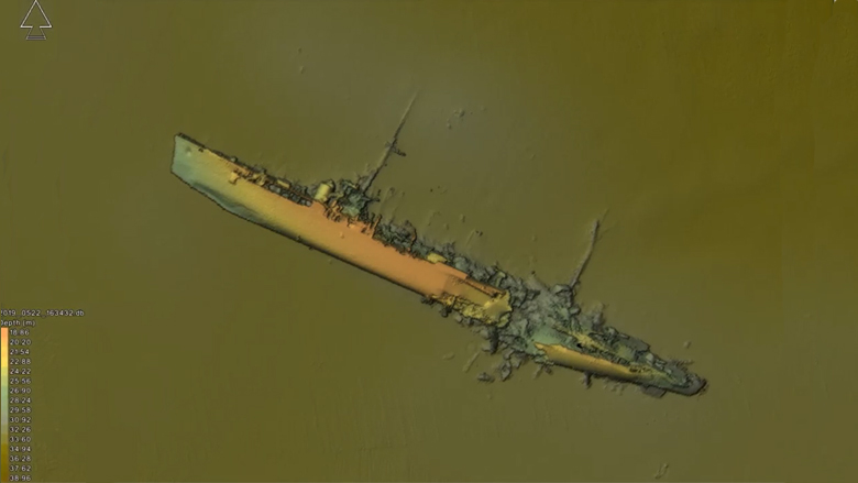 A shipwreck modelled by NaviSuite software from a multi-beam survey