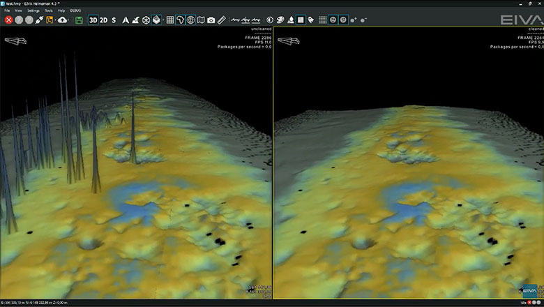 Real-time digital terrain model DTM cleaning of bathymetric data